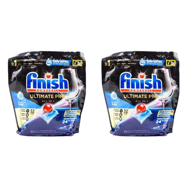 64pc Finish Powerball Ultimate Pro All-In-1 Dishwasher Tabs Baking Soda