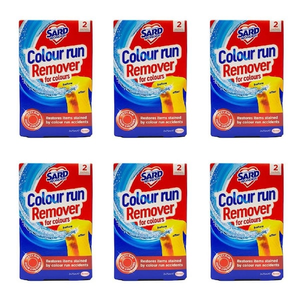 12pc Sard Wonder Fabric Colour Run Remover Liquid Laundry Detergent 75ml