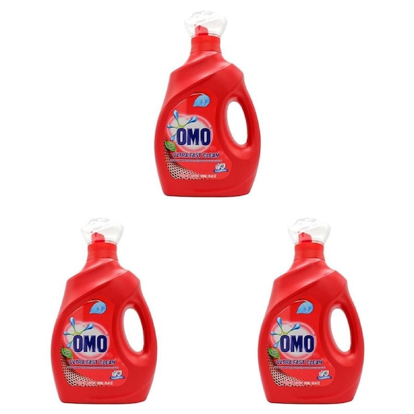 3x Omo Liquid Laundry Detergent Ultra-Fast Clean Front and Top Loader 1.9L