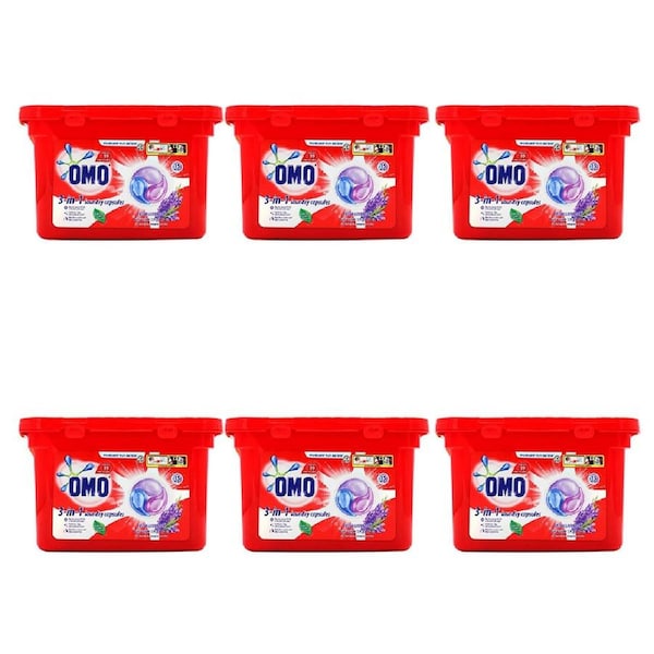 90pc Omo 3-In-1 Laundry Detergent Capsules Fresh Lavender Front & Top Loader