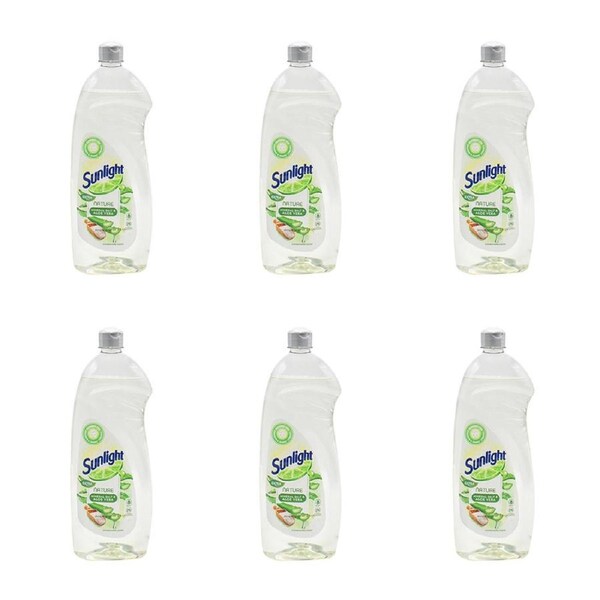 6x Sunlight Dishwashing Liquid Dish Soap Nature Mineral Salt & Aloe Vera 900ml