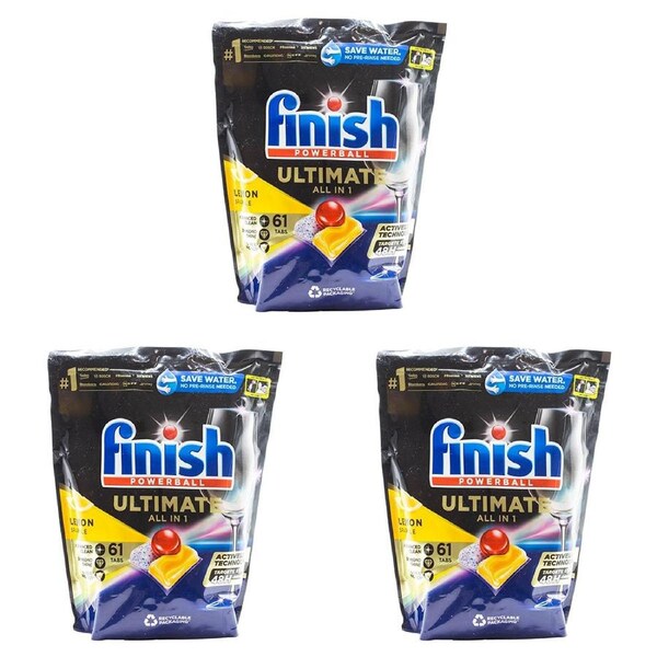 183pc Finish Ultimate All-In-1 Advanced Clean Dishwasher Tablets Lemon Sparkle