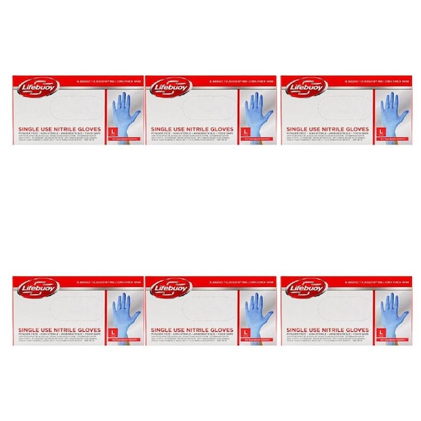 600pc Lifebuoy Nitrile Medical Examination Gloves Disposable Powder Free LRG