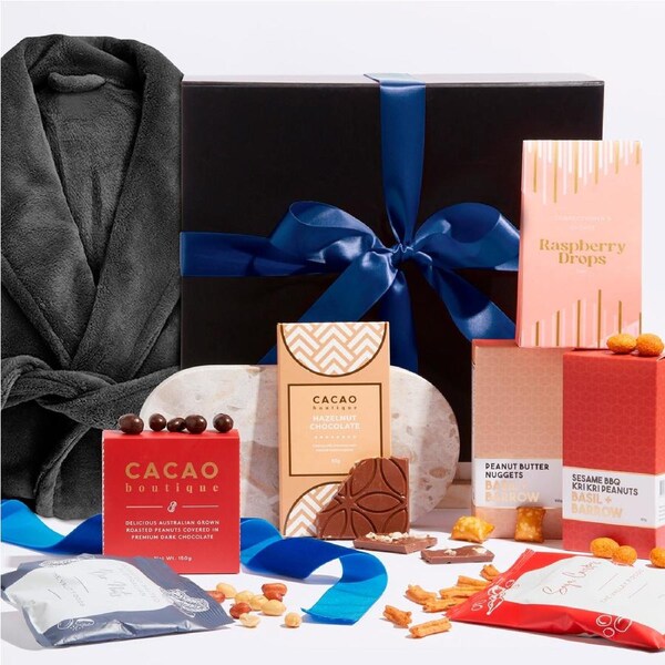 Hampers With Bite - [Care Package] Pamper Him Robe & Relax Hamper