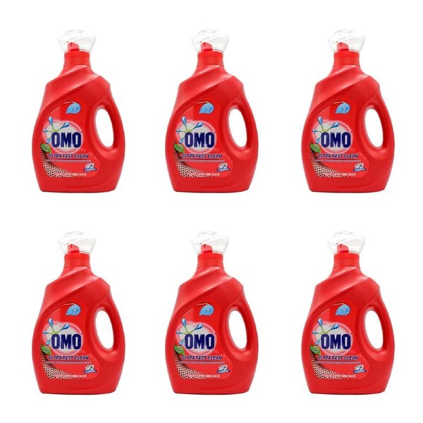 6x Omo Liquid Laundry Detergent Ultra-Fast Clean Front and Top Loader 1.9L
