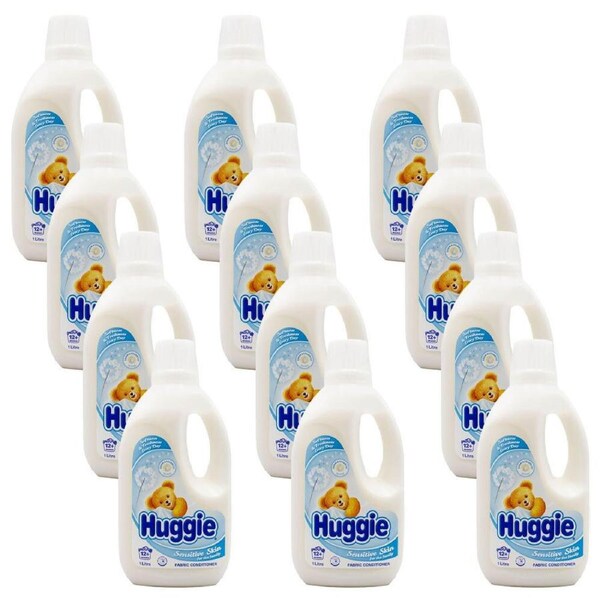 12x Huggie Liquid Laundry Fabric Conditioner/Softener For Sensitive Skin 1L