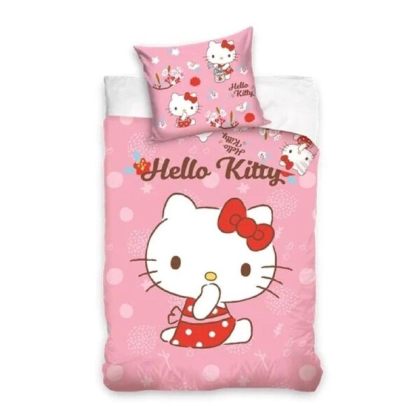 Hello Kitty Pink Cotton Quilt Cover Set - Toddler Bed Size