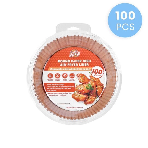 100 Pcs 16cm Round Disposable Unbleached Silicone Paper Dish Air-fryer Liner
