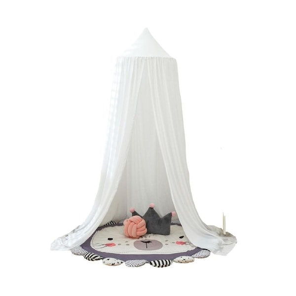 Bed Canopy for Girls, Soft Princess Canopy for Girls Bed, Dreamy Decor Frills Bed Canopies for Kids Room, Hanging Canopy Bedding Drapes Toddler Reading N