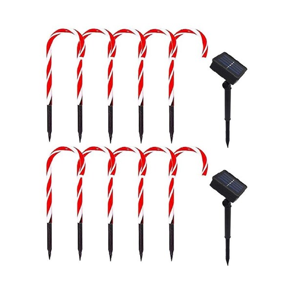 Solar Cane Light 10 Pcs Cane Lights Festival Cane Lights Multifunction Solar Powered Christmas Tree Decoration Ground Light Decor