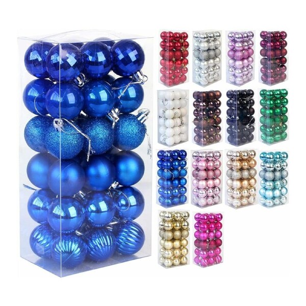 36PCS Christmas Ball Ornaments, Shatterproof Christmas Decorations Tree Balls,(4 cm/1.5") Royal blue