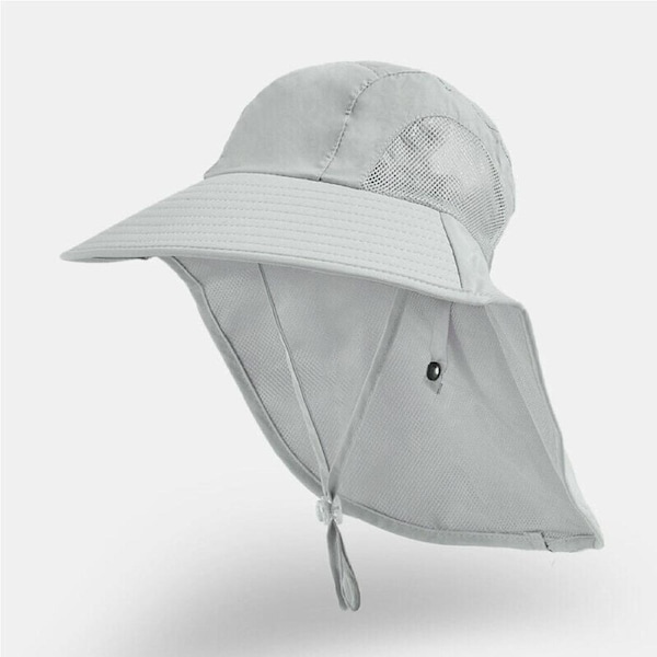Bucket Hat kids Boy Girl Adjustable Sun Protection Cap Unisex Beach School UPF50 Grey