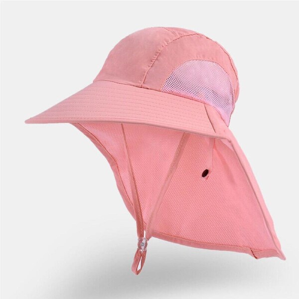 Bucket Hat kids Boy Girl Adjustable Sun Protection Cap Unisex Beach School UPF50 Pink