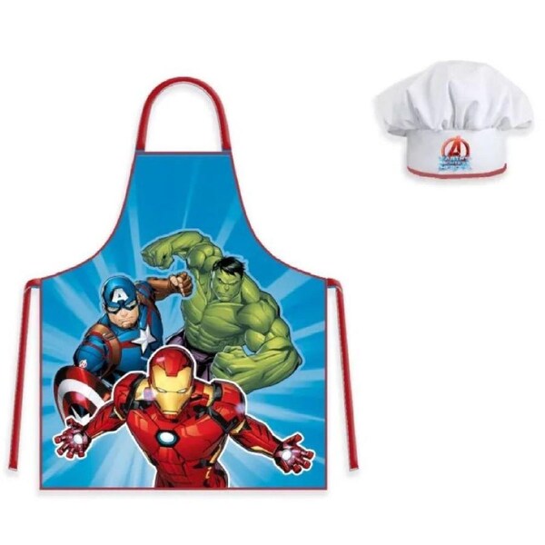 Marvel Avengers Kids Blue Apron and Chef's Hat Set