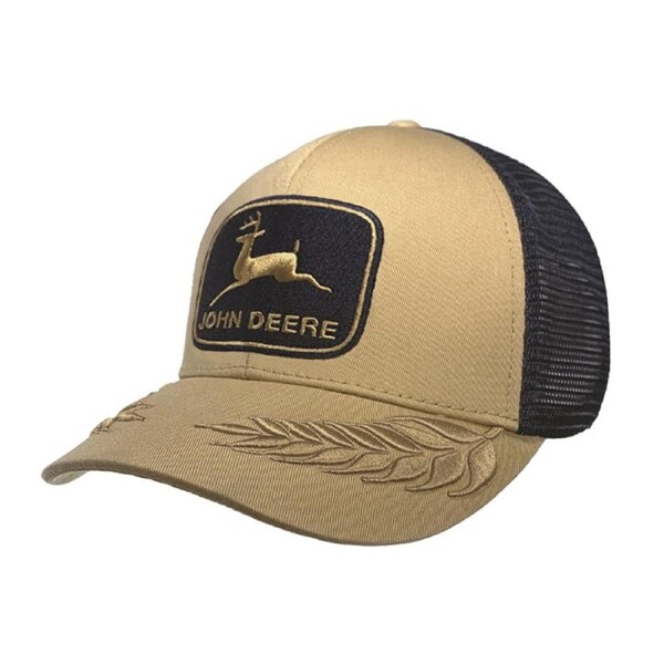John Deere LP76458-JD Twill/Mesh Trucker Cap/Hat 3D Wheat/Navy One Size