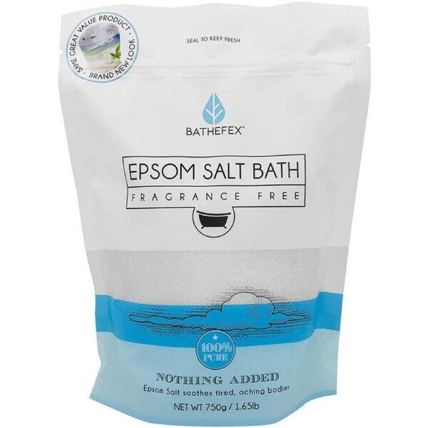 Bathefex Fragrance Free Epsom Salt Bath, 1.4kg
