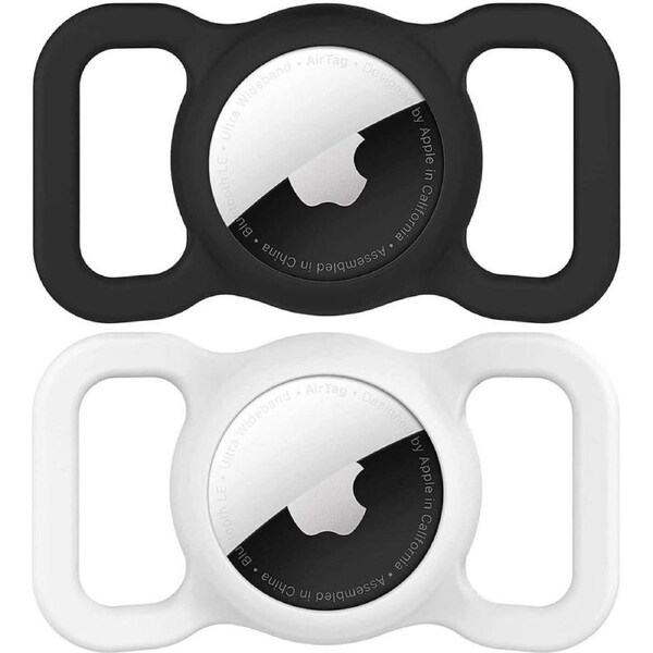 Airtag Dog Collar Holder, SWINCHO Air Tags-2 Pack Holder for Apple Airtag, Strong Soft Silicone Protective GPS Tracker Case Accessories