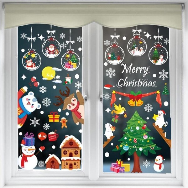 Christmas Window Clings Christmas Snowflake Window Clings Stickers for Glass 9 Sheet Christmas Window Stickers Christmas Window Decals for Xmas Holiday Home School Office Christmas Decorations 156PCS