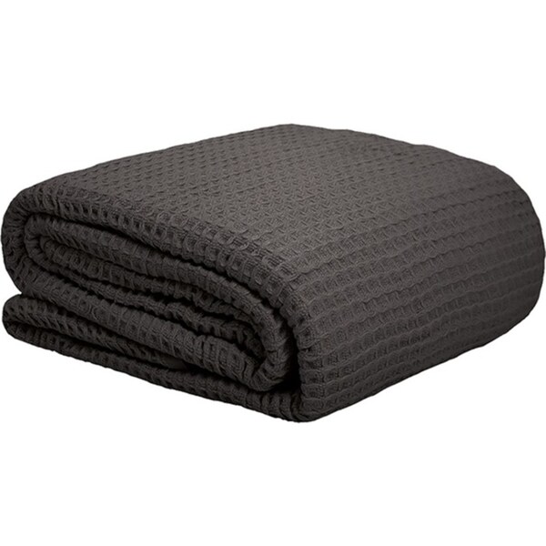 Bambury Queen/King Bed Waffle Weave Blanket Charcoal Woven Home Decor Bedding