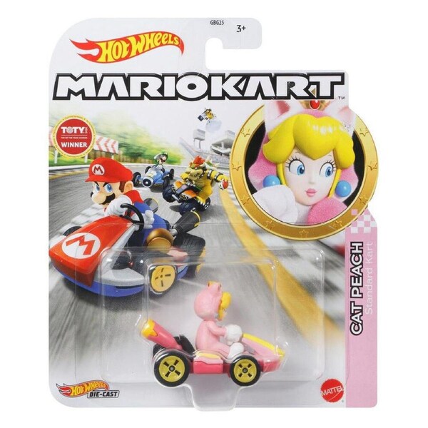 Hot Wheels Die Cast Vehicle Mario Kart Cat Peach