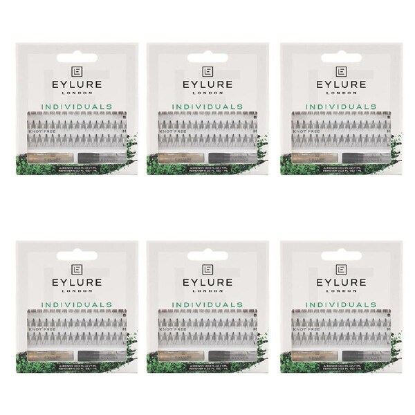6x Eylure London Knot Free Lashes Extension Individuals w/ Glue & Remover Set