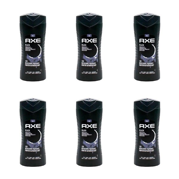 6x Axe Black 3in1 Body Face Hair Wash 400ml For Men Frozen Pear & Cedarwood