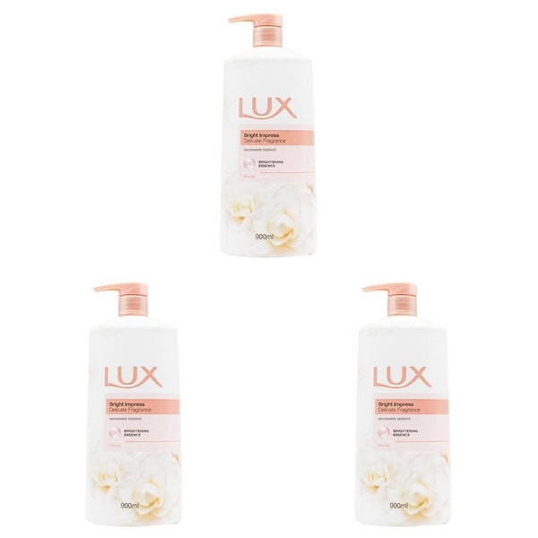 3x Lux 900ml Glowing Body Wash Bath Soap Niacinamide Essence Bright Impress