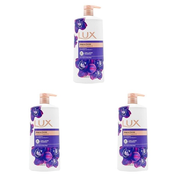 3x Lux 900ml Body Wash Liquid Bath Soap Long-Lasting Fragrance Magical Orchid