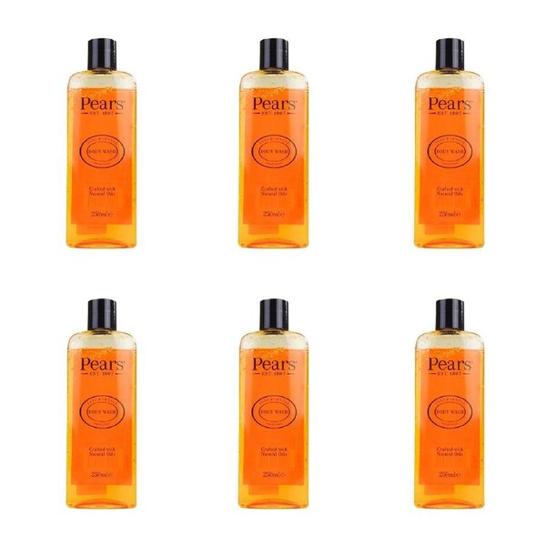 6x Pears 250ml Body Wash Soap-Free Liquid Bath Cleanser Pure & Gentle Original
