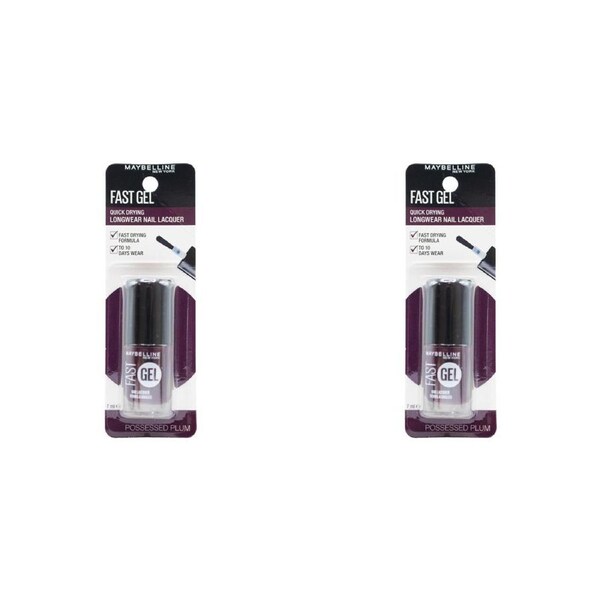 2x Maybelline 7ml Nail Lacquer Quick Drying Longwear Fast Gel Possessed Plum