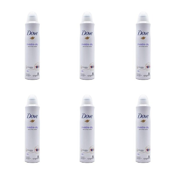 6x Dove 127G Antiperspirant Deodorant 48 Hour Invisible Dry Anti-White Marks