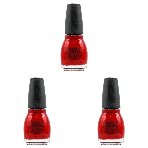 3x Sinful Colours Professional 15ml Quick Drying Red Nail Polish Ruby Ruby 369