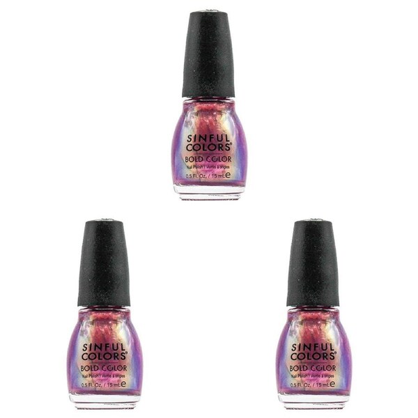 3x Sinful Colors 15ml Bold Color Quick Drying Purple Nail Polish Bali Mist 387