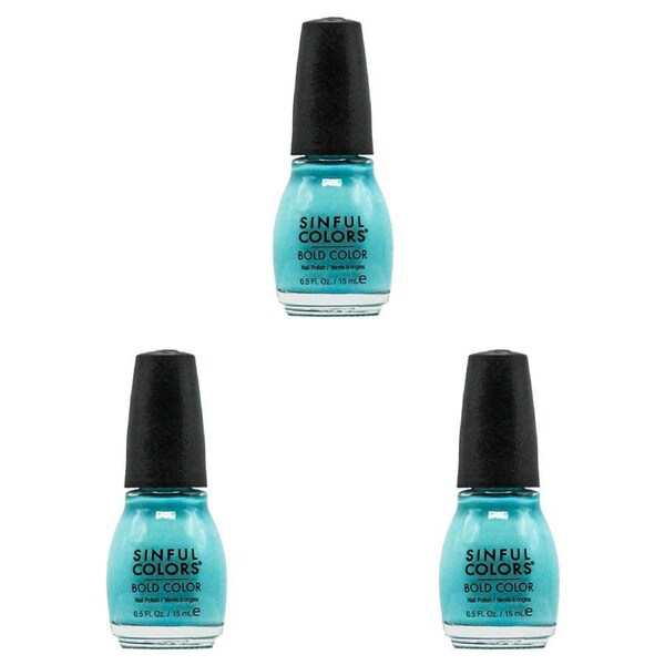 3x Sinful Colors 15ml Bold Color Quick Drying Green Nail Polish Wonder Mint 1599