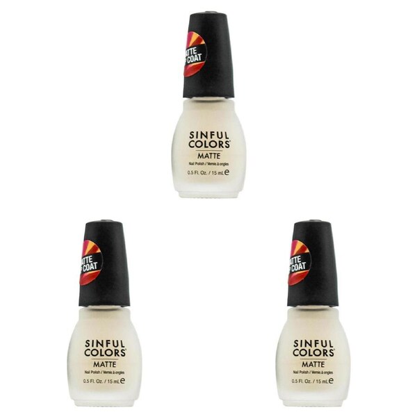 3x Sinful Colors 15ml Matte Quick Drying Nail Polish Mattifly Top Coat 2565