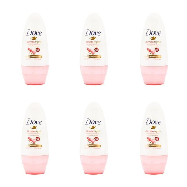 6x Dove 40ml Antiperspirant Roll On Deodorant 48h Protection Ultimate Repair