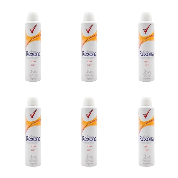 6x Rexona 145G Deodorant Women Sport Dry Antiperspirant 48h Protection Bodyspray