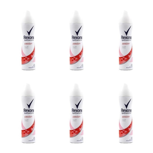 6x Rexona 150ml Anti Sweat Motion Sense Deodorant Passion Dry & Fresh Confidence