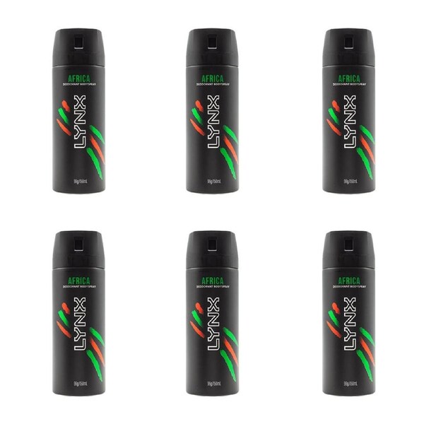 6x Lynx 150ml Deodorant Fragrance 48h Antiperspirant Bodyspray Spray Africa