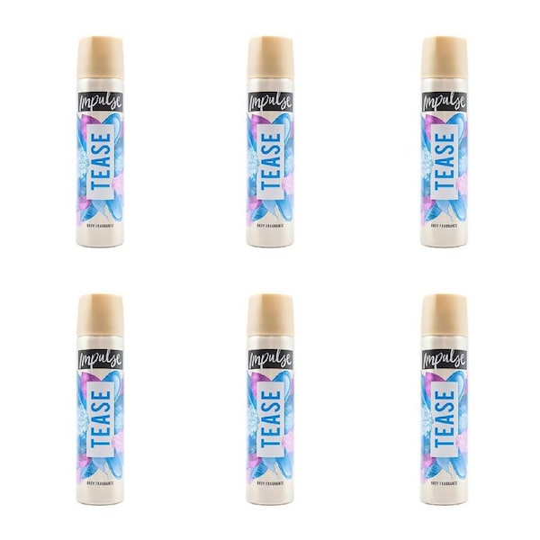 6x Impulse 50G Ladies Scent Body Spray Perfume Aromatic Scent Fragrance Tease