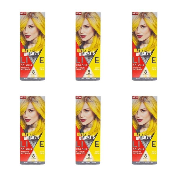 6x Schwarzkopf Live Ultra Bright's Semi Permanent Hair Colour Dye Zesty Lemon