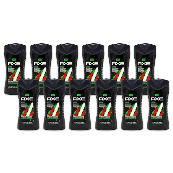 12x Axe Africa 3in1 Body Face Hair Wash 250ml For Men Mandarin & Sandalwood