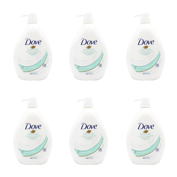 6x Dove 1000ml Body Wash Moisturising Liquid Shower Bath Soap For Sensitive Skin