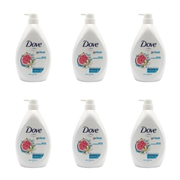 6x Dove 800ml Body Wash Moisturising Bath Soap Blue Fig & Orange Blossom Scent