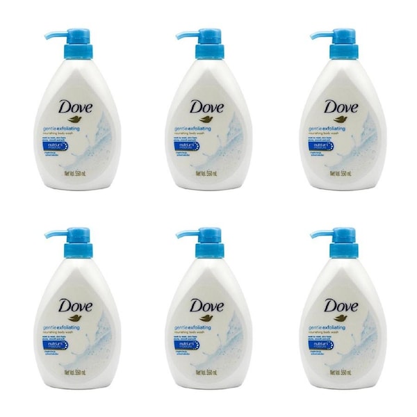 6x Dove 550ml Nourishing Body Wash Moisturising Bath Soap Gentle Exfoliating