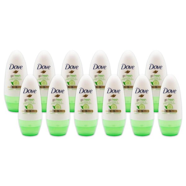 12x Dove 40ml Antiperspirant Roll On Deodorant Go Fresh Cucumber/Green Tea Scent