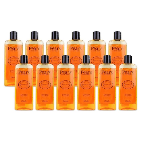 12x Pears 250ml Body Wash Soap-Free Liquid Bath Cleanser Pure & Gentle Original