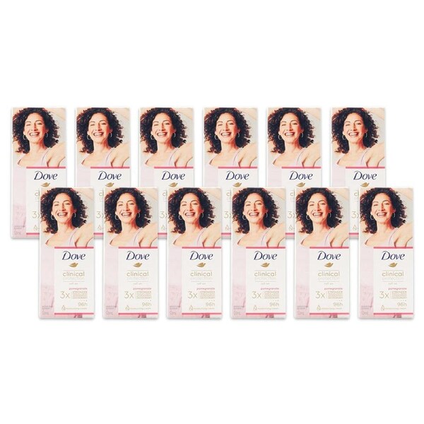 12x Dove 50ml Antiperspirant Roll On Deodorant Clinical Protection Pomegranate