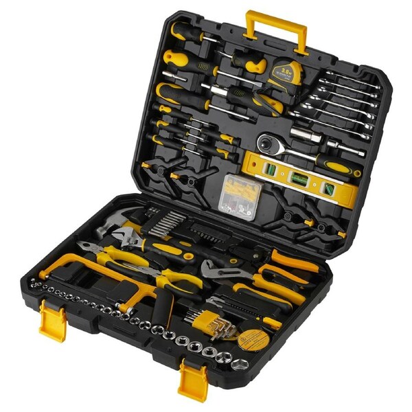158PCs Hand Tool Box Kits Carrying Case Handle Household Toolbox Storage Set for Home Repair&Maintenance