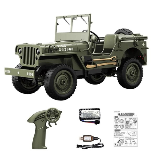 Catzon 4WD Off Road RC Jeep Rock Crawler Vehicle with Linked Lights 1:10 Scales Remote Control Car